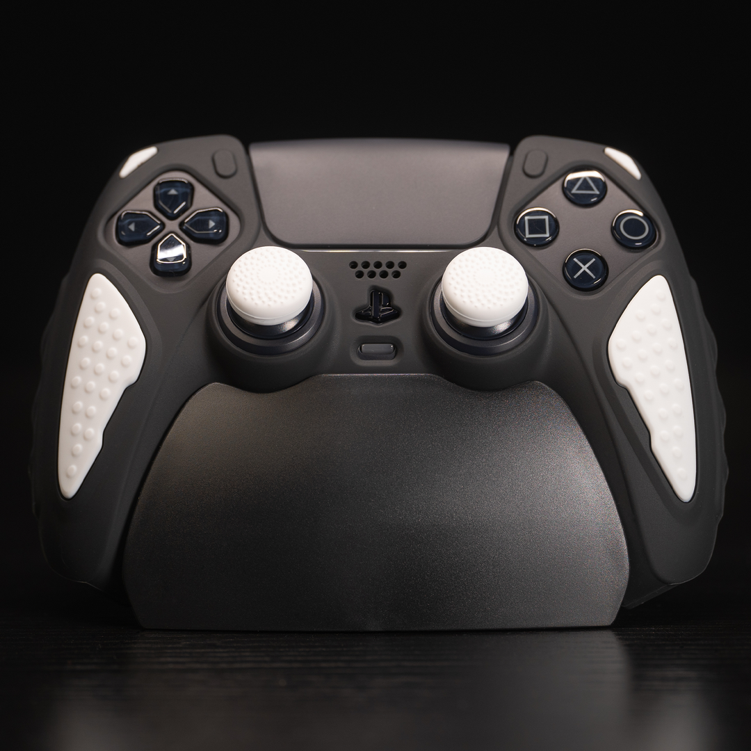 PlayVital Anti-Slip Silicone Case for PS5 Controller Black/White