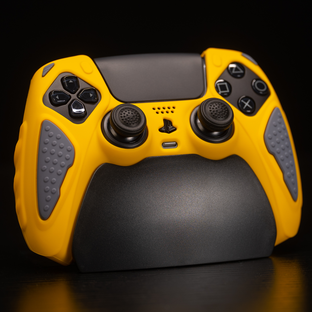 PlayVital Anti-Slip Silicone Case for PS5 Controller Yellow/Grey