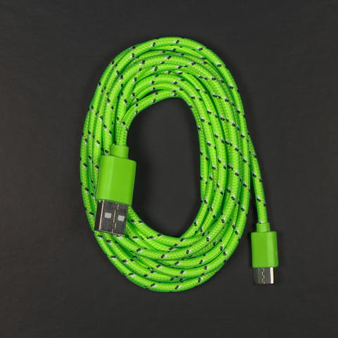 Green Black USB-C Charging Cable Compatible with Xbox Series X/S & PS5
