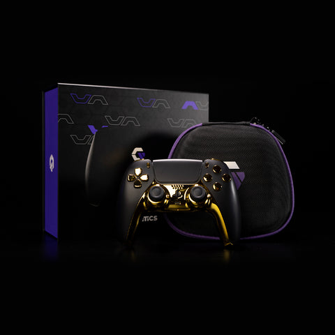 Chrome Gold Black PS5 Pro (2 Back Buttons + Mouse Click Triggers & Bumpers)