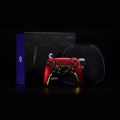 Crimson Red Chrome Gold PS5 Pro Mouse Click Triggers & Bumpers