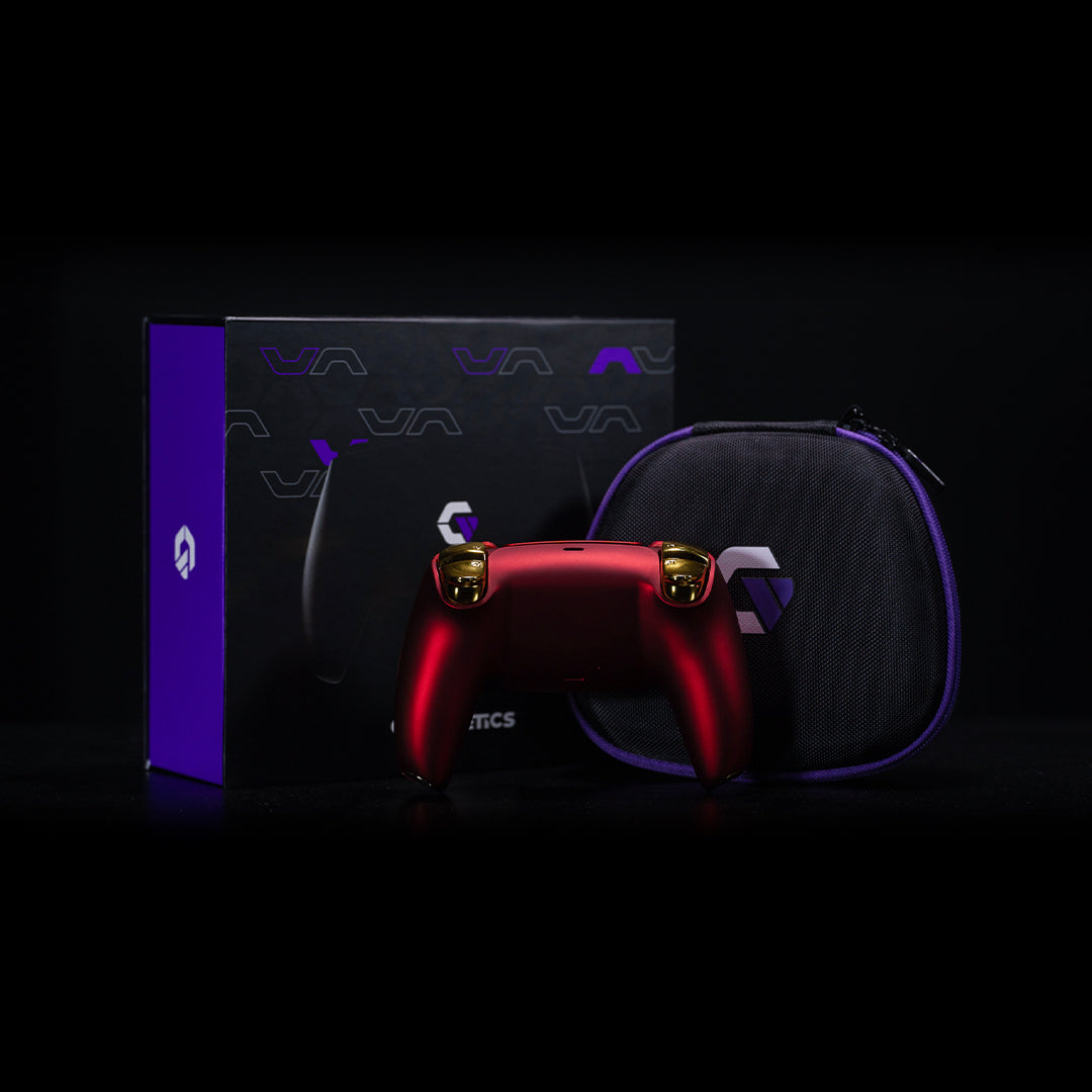 Crimson Red Chrome Gold PS5 Pro Mouse Click Triggers & Bumpers