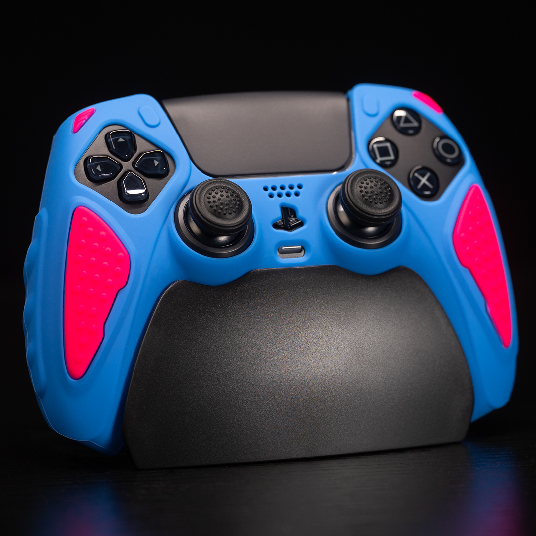 PlayVital Anti-Slip Silicone Case for PS5 Controller Blue/Pink