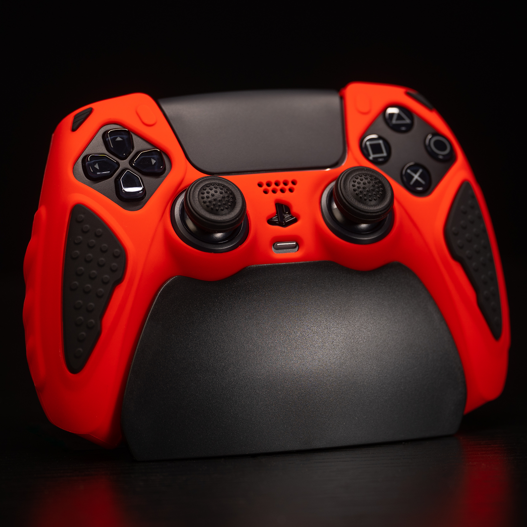 PlayVital Anti-Slip Silicone Case for PS5 Controller Red/Black