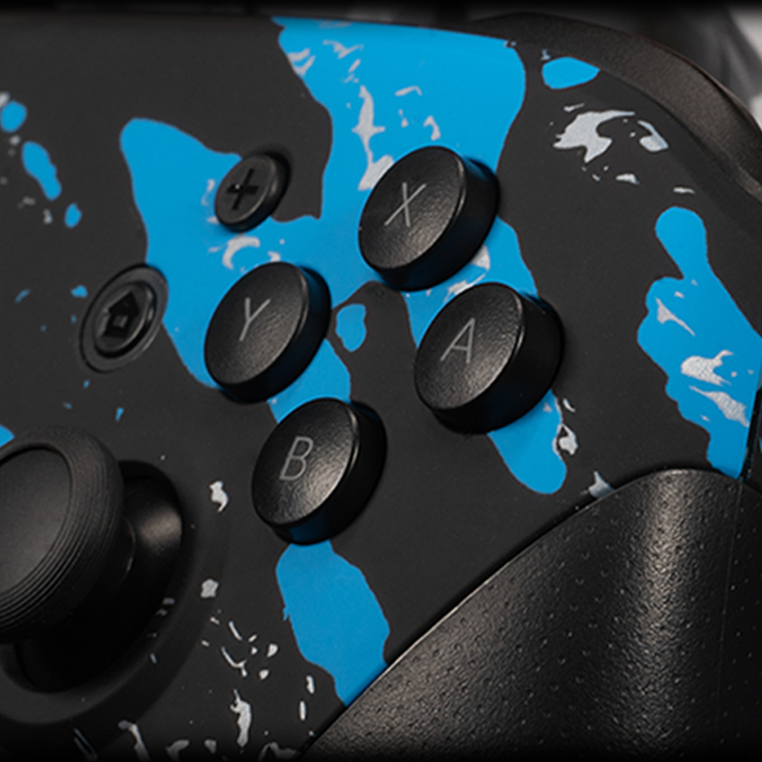 Nintendo Switch Pro Controller Chrome Blue Splatter