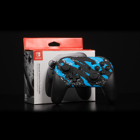 Nintendo Switch Pro Controller Chrome Blue Splatter