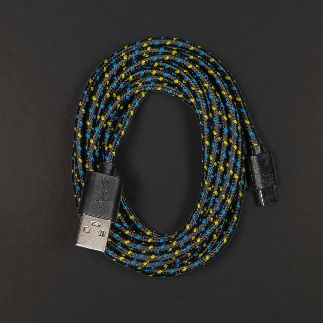 Black Yellow Blue USB-C Charging Cable Compatible with Xbox Series X/S & PS5