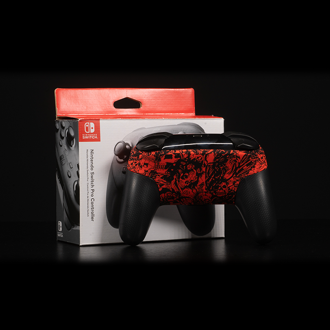 Nintendo Switch Pro Controller Chrome Red Skull
