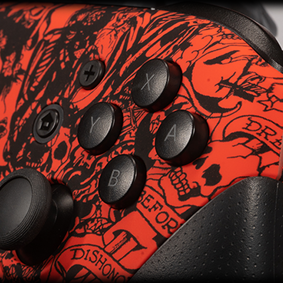 Nintendo Switch Pro Controller Chrome Red Skull