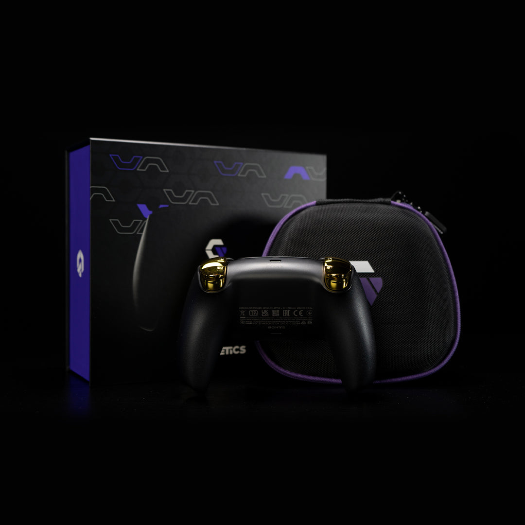 Black/Gold Custom Wireless Un-modded Pro Controller Compatible with PS5 Exclusive Unique Design