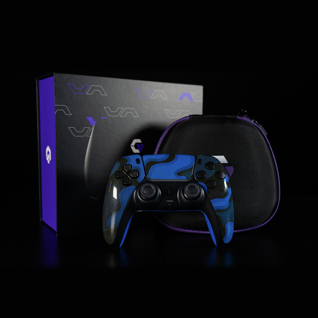 French Blue Camo Black PS5